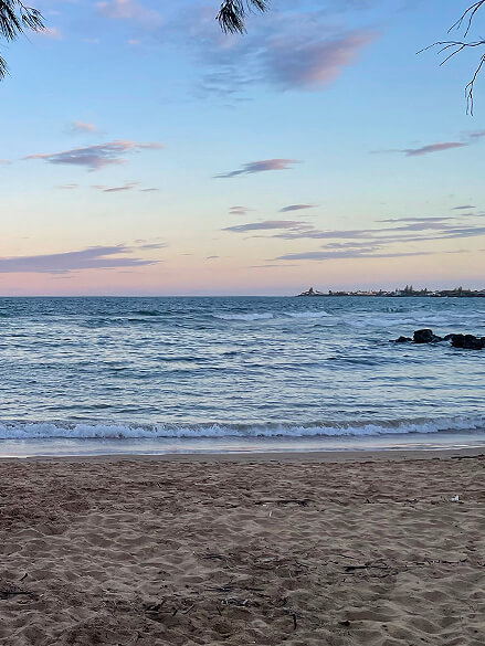Late afternoon view of the beach in Bundaberg